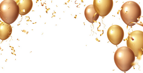 Gold confetti and ribbon celebrations balloons © ROFIDOHTUL
