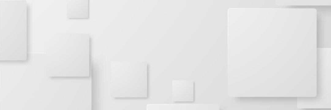 White geometric shapes background, clean design, minimal layout, website template