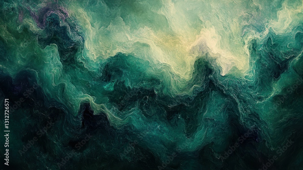 Canvas Prints abstract swirling nebula in deep teal and emerald