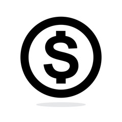 Money icon line vector. Dollar coin outline circle finance sign symbol isolated on white background