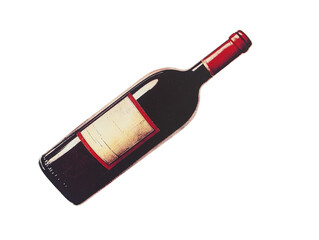 Elegant red wine bottle resting on a transparent surface with a blank label ready for customization or branding