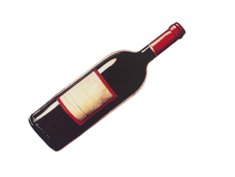 Elegant red wine bottle resting on a transparent surface with a blank label ready for customization or branding