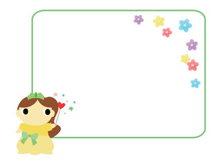 お姫様のアイコン　四角フレーム＋花の装飾付