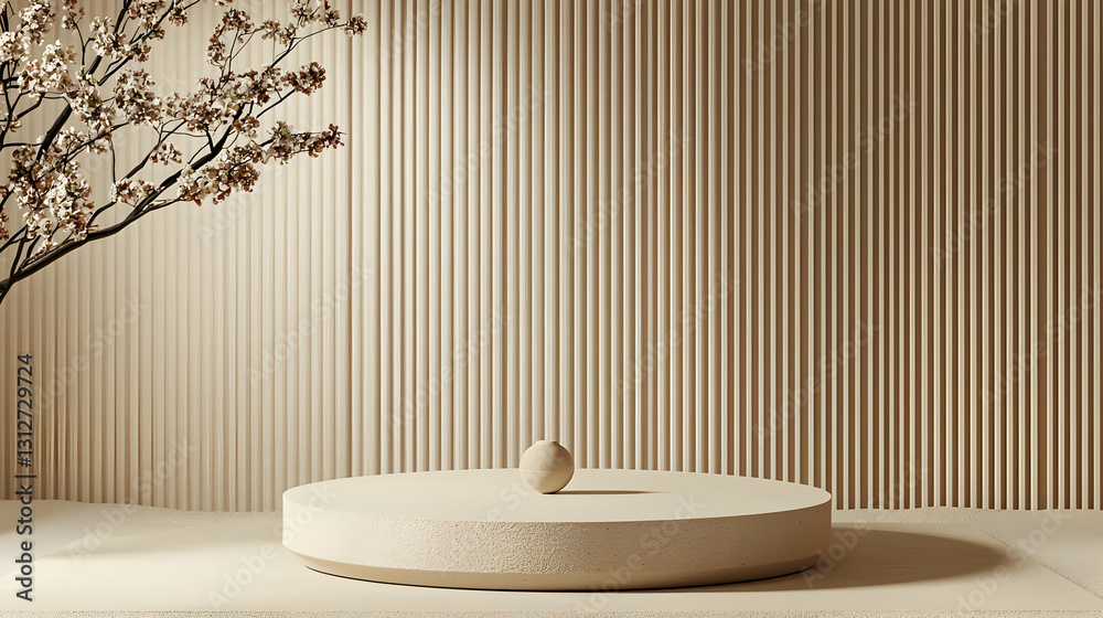Poster minimalistic display with soft tones and natural elements in design