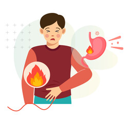 Stomach Acidity - Busrning Sensation Icon Illustration