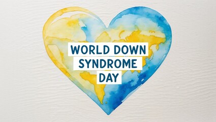 World Down Syndrome Day, watercolor card  with text, for holiday