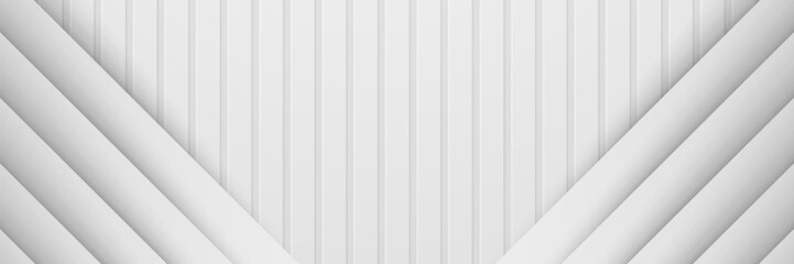 Obraz premium White layered design on grooved wall, modern backdrop, website template