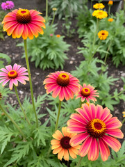 Fototapeta premium Flowers of common gaillardia or blanketflower (Gaillardia aristata) in garden