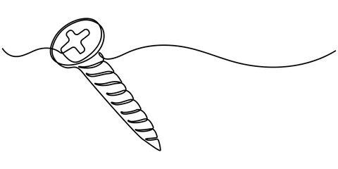 Cross Recess Screw line icon. Work tool, construction tooled Screw Drawing, 