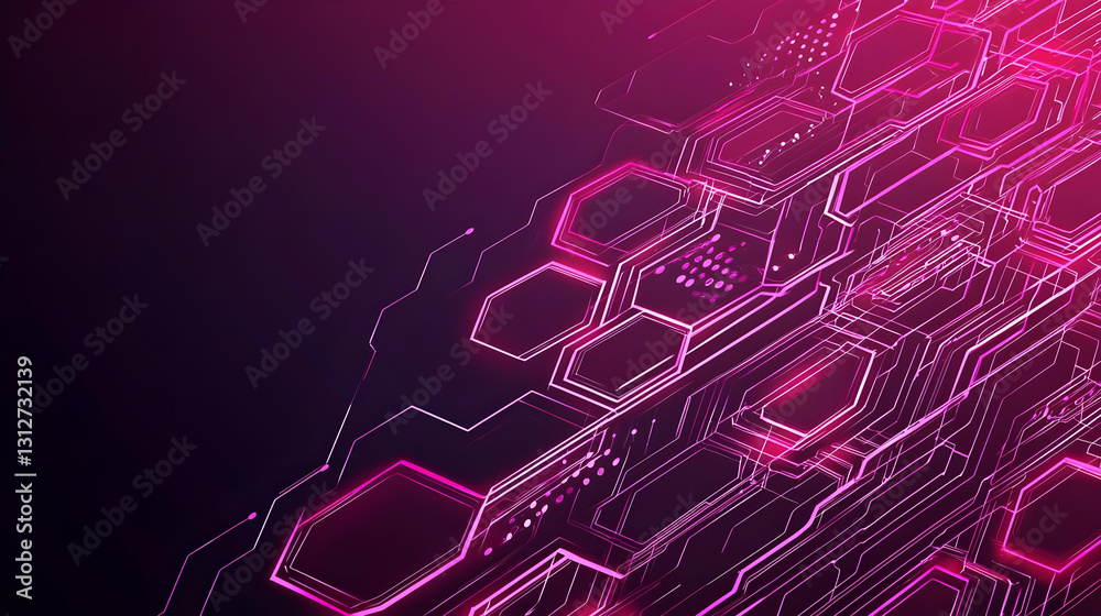 Poster abstract neon hexagonal pattern with futuristic tech design
