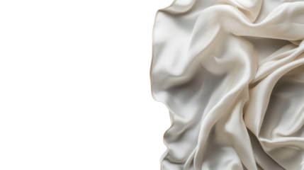 Smooth elegant white silk fabric with transparent background for easy isolation