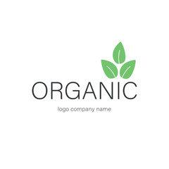 Organic Leaf Logo Vector for Eco Company. Sign Linear Icon Label Cosmetic Website. Flat Symbol Hand Drawing Plant. Doodle Style Emblem. Sticker Green Mark Concept. Illustration Isolated Background.