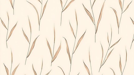 Obraz premium Beige background with delicate brown leaf pattern. Simple, elegant, nature-inspired design