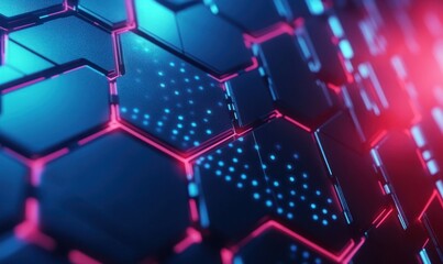 Fototapeta premium Neon Hexagonal Grid Background
