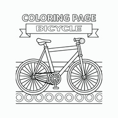 bicycle outline kids coloring book page line art drawing Vector