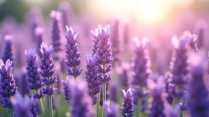 Obraz premium blooming purple lavender flowers