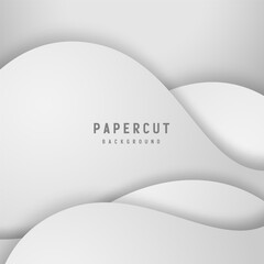 White papercut waves background, design, template