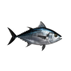 Fototapeta premium Yellowfin tuna fish black fin yellow tuna jumping underwater isolated PNG file download 