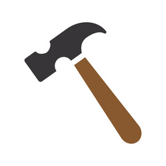 Hammer Icon in flat style isolated on white background. Colorful Hammer for web, app, logo, UI.tool for industrial workers. Equipment for repair and reconstruction. Vector illustration, EPS10	