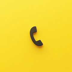Naklejka premium black phone icon on yellow