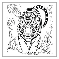 Fototapeta premium Tiger coloring page Outline