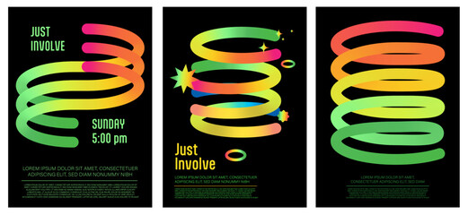 The vibrant, energetic, and swirling multicolored design, along with dynamic spiral patterns and star accents