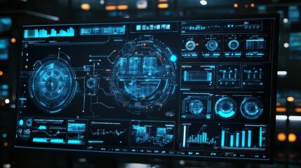 Fototapeta premium Futuristic Smart Grid Interface with Interactive 3D Power Network Visualization