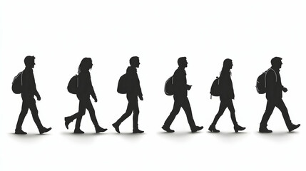 Silhouettes of students walking