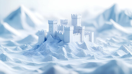 White Castle on Snowy Mountains Digital Art