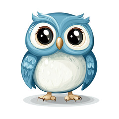 Fototapeta premium A cute Owl in clipart style, full body visible, clean vector lines, smooth shading, flat colors, white background