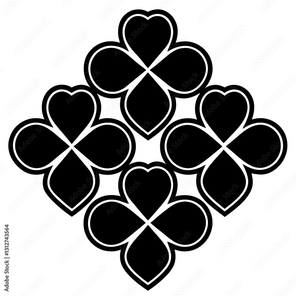 Wall mural an elegant design of four-leaf clover, arranged in a symmetrical pattern, creating a sense of harmon