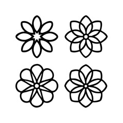 set of four different, simple, yet elegant floral designs in black and white, perfect for any creative project, vector bundle collection illustration