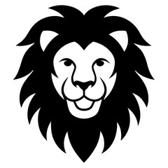 Fototapeta premium lion head, a majestic, detailed black and white illustration of a lion's head with a fierce expression and a full mane, vector illustration