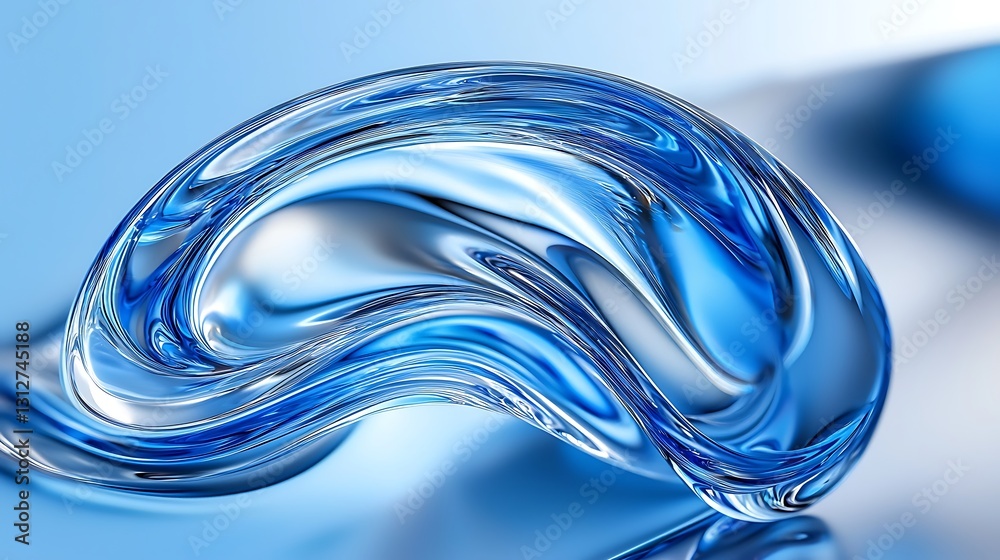 Poster Abstract Blue Liquid Flow Dynamic Swirling Wave Design Background