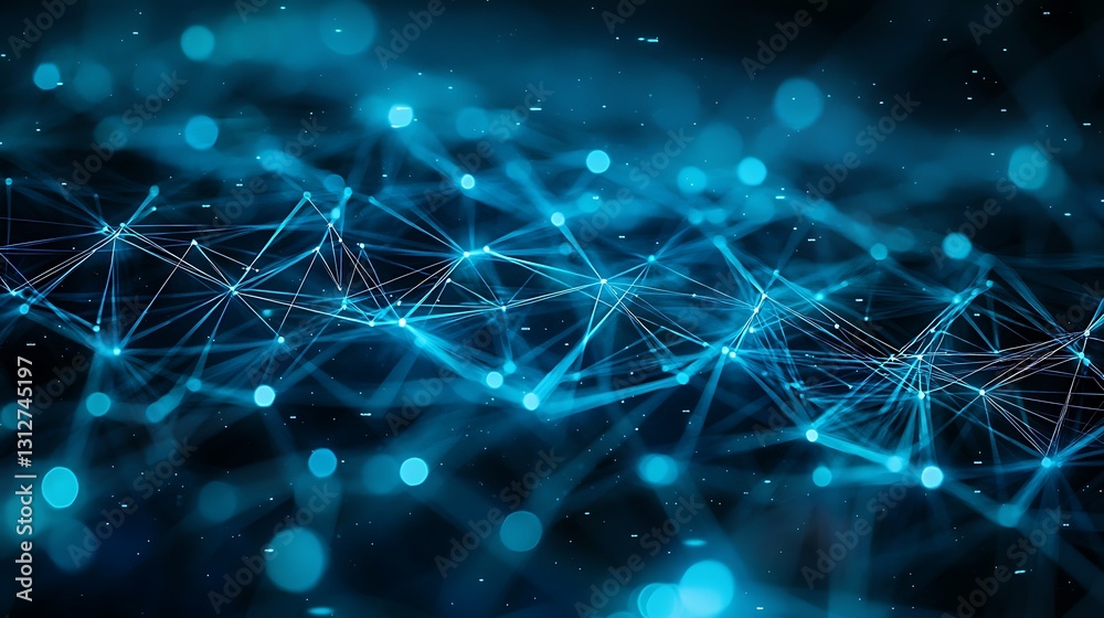 Aufkleber Abstract Blue Network Connection Technology Background Digital Data Flow