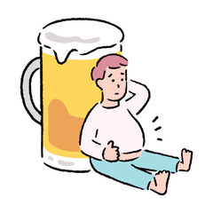ビール腹を気にする男性