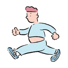 ウォーキングするぽっこりお腹の男性