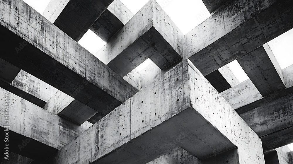 Poster abstract concrete structure grey beams architectural design