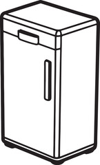 refrigerator line art, black outline, vector and illustration, coloring book page line art drawing