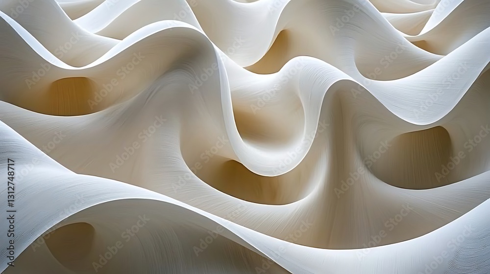 Poster Abstract Cream Sculpted Waves Architecture Design Texture Background