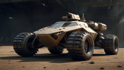 Futuristic military machine with futuristic weaponry.