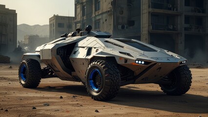 Futuristic military machine with futuristic weaponry.