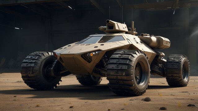 Futuristic military machine with futuristic weaponry.