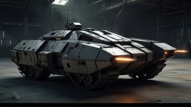 Futuristic military machine with futuristic weaponry.