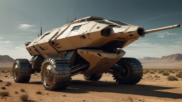 Futuristic military machine with futuristic weaponry.