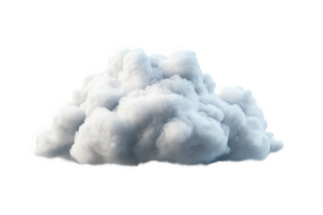 a fluffy. white cloud with a soft. rounded shape. set against a minimalistic white background the cloud appears to float. creating a serene and tranquil atmosphere. suitable for various creative and d