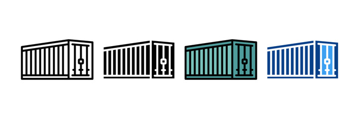 Shipping Container Icon Set Multiple Style Collection