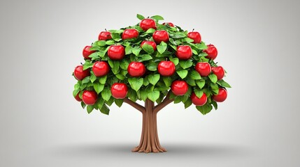 Fototapeta premium Abundant red apples on tree, studio, growth