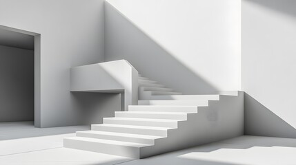 Obraz premium Modern Minimalist White Staircase Architecture Interior Design