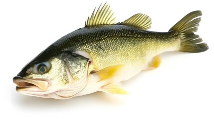 Freshwater Fish Sea Bass Detailed Closeup Studio Shot